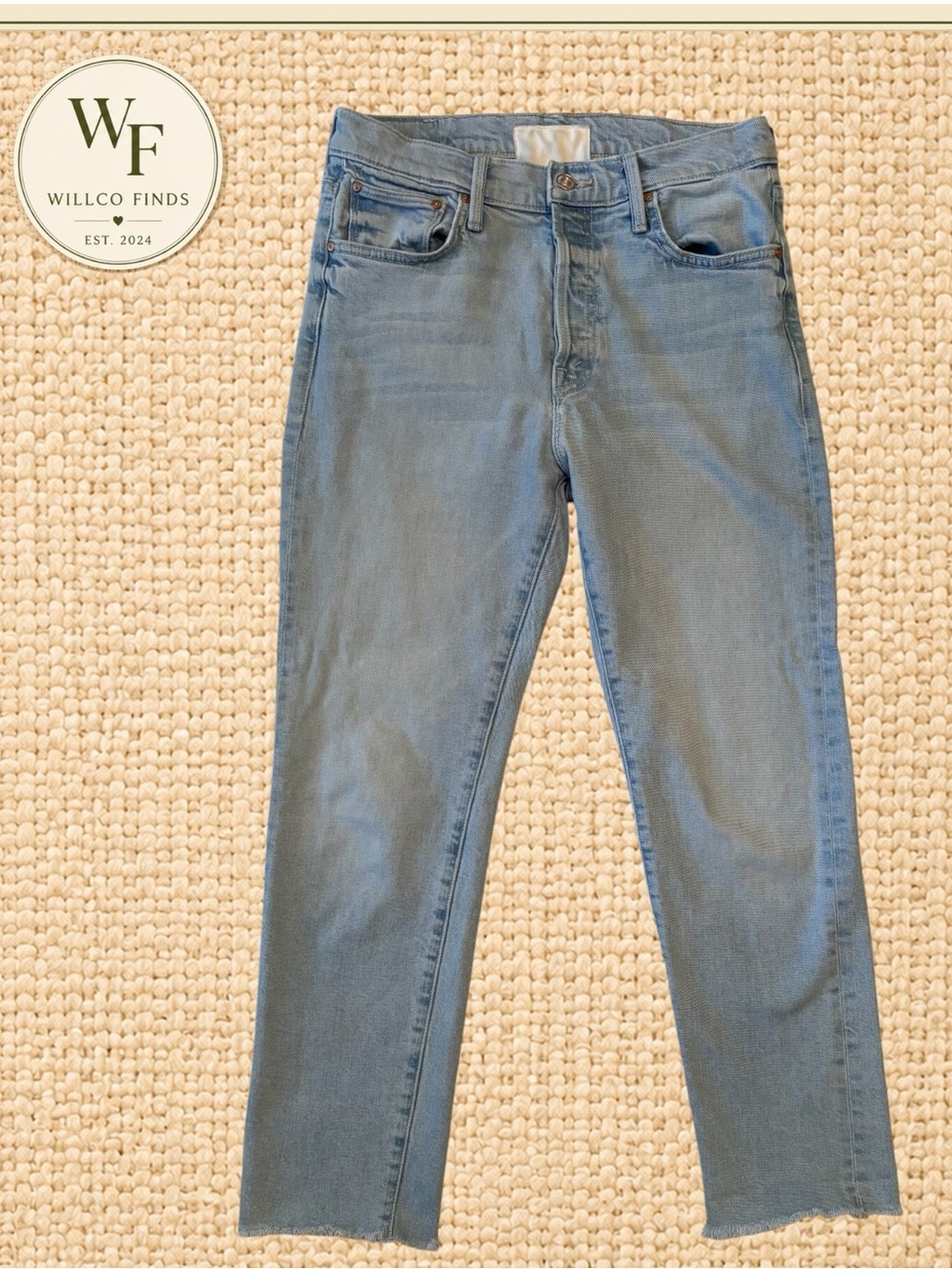 MOTHER Light Blue Scrapper Cuff Ankle Fray Jeans Size 27